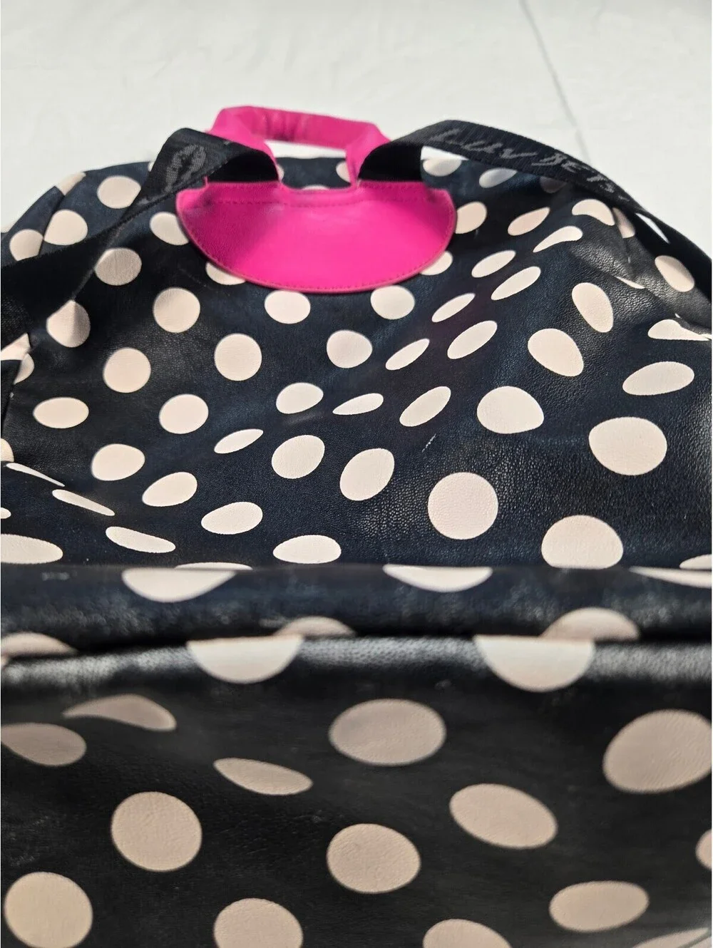 Betsey Johnson Polka Dot Mini Backpack Pink Trim Goth Retro